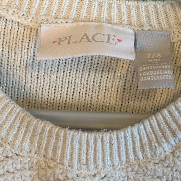 Children’s Place Cable Knit Sweater Pullover Cream Sparkles Girls Sz 7-8 - Picture 4 of 5
